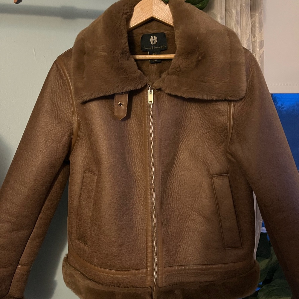 Brown Faux Fur Collar Jacket
